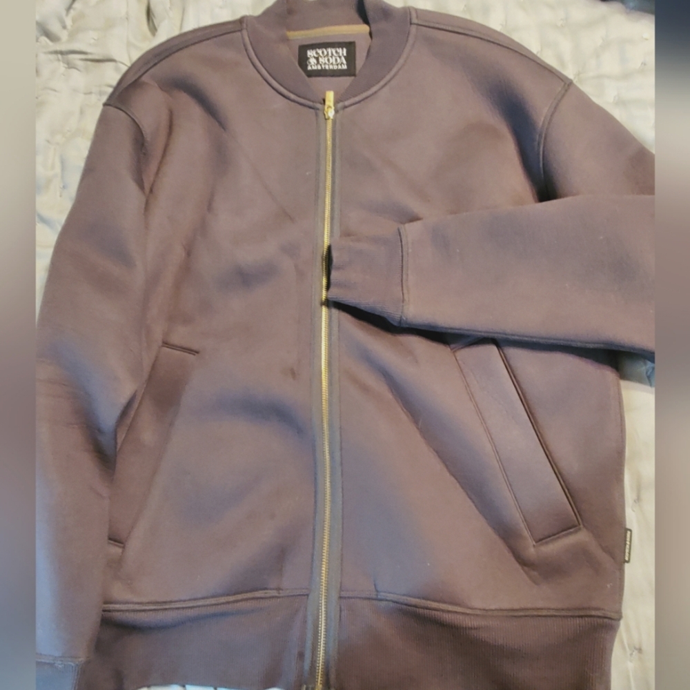 Olive Green Scotch and Soda Hoodie Bomber with pockets